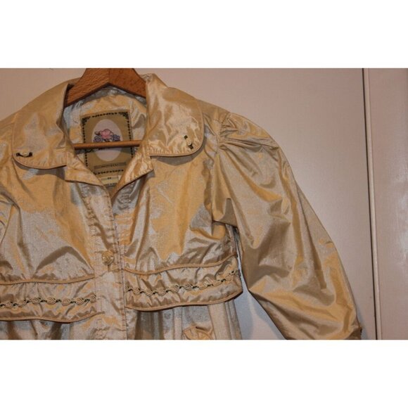 Vintage .W. Fisher I Girls 6x ivory Satin Dress Coat With Puff Sleeves & Ruffled - Picture 6 of 10
